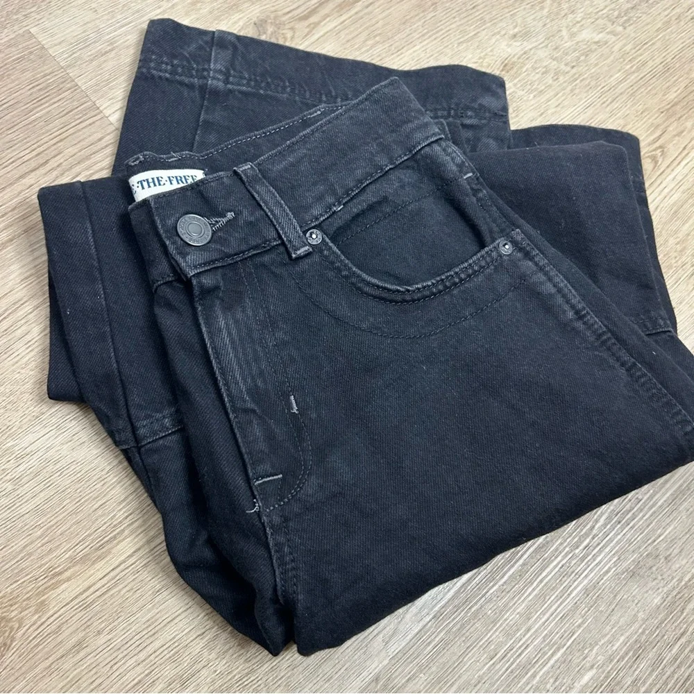 Free People 100% Cotton Black Benji Relaxed Wide Leg Jean Size 24